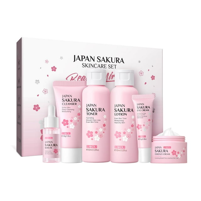 Set para el cuidado de la piel LAIKOU JAPAN SAKURA con limpiador, tónico y loción