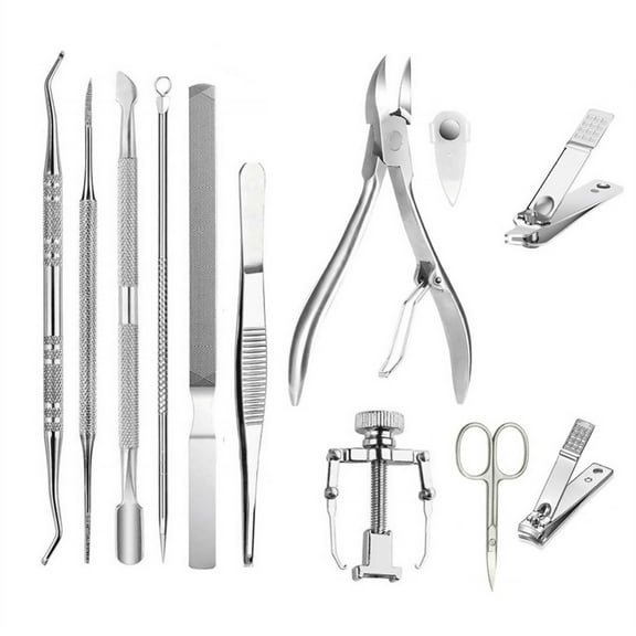 12Pcs Stainless Steel Pedicure Tool Set Nail Care Kit for Correcting Toenail Deformation Pain Relief