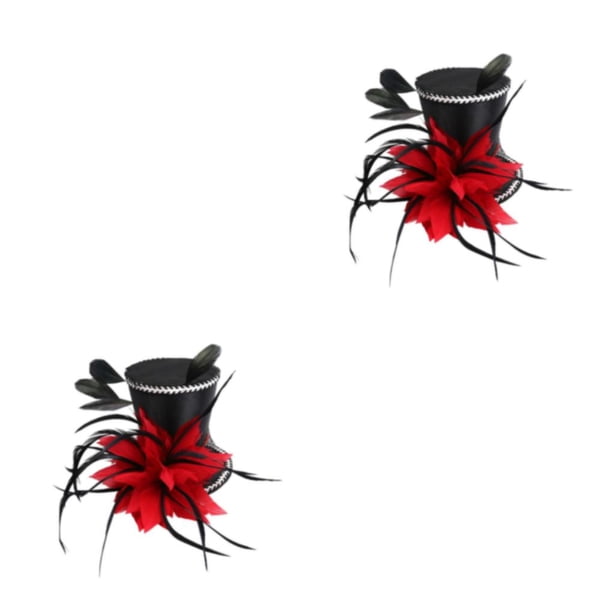 Tocado de plumas vintage Toystoory Sombrero de copa Negro