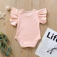 thumbnail image 3 of Baby Girls Ruffle Short Sleeve Bodysuit Infant Solid Onesie Casual Plain Blouse Top Romper 0-18M, 3 of 9
