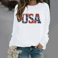 thumbnail image 5 of Blouse for Women Plus Size Long Sleeve Printed Round Neck Independence Day Casual Sweatshirts White XXXL, 5 of 5