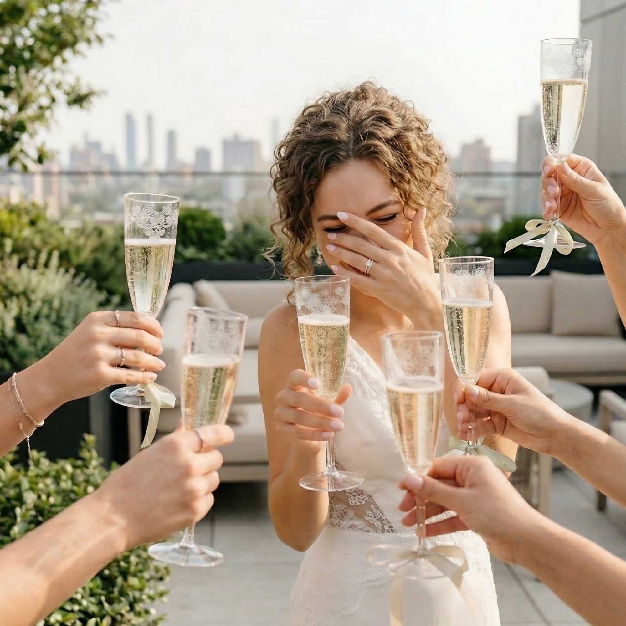 4 oz Clear Plastic Wedding Champagne Flute - 1-Piece - 7 1/2" x 2 1/4" x 2 1/4" - 20 count box
