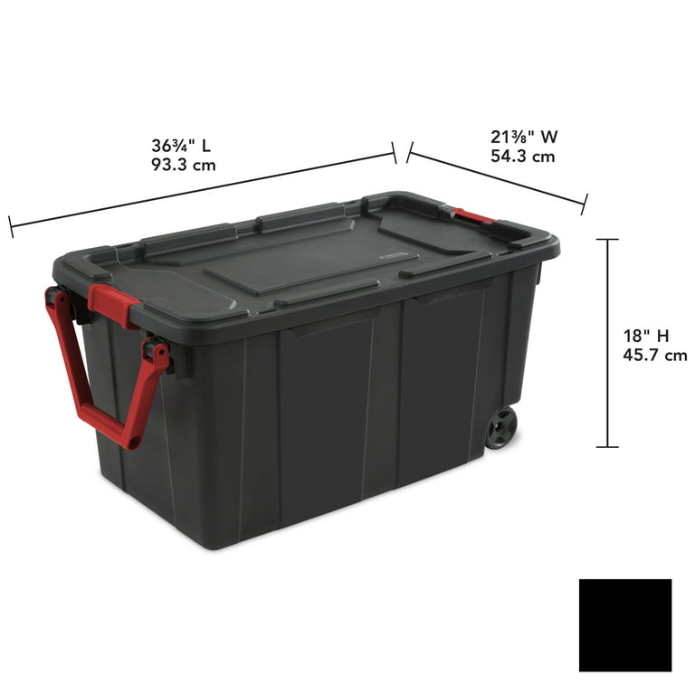 Sterilite 19 Gallon Stacker Plastic Storage Box, Black, 2 Count 