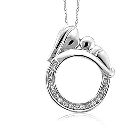 JewelersClub 1/10 Carat T.W. White Diamond Sterling Silver Mother and Child Circle Pendant