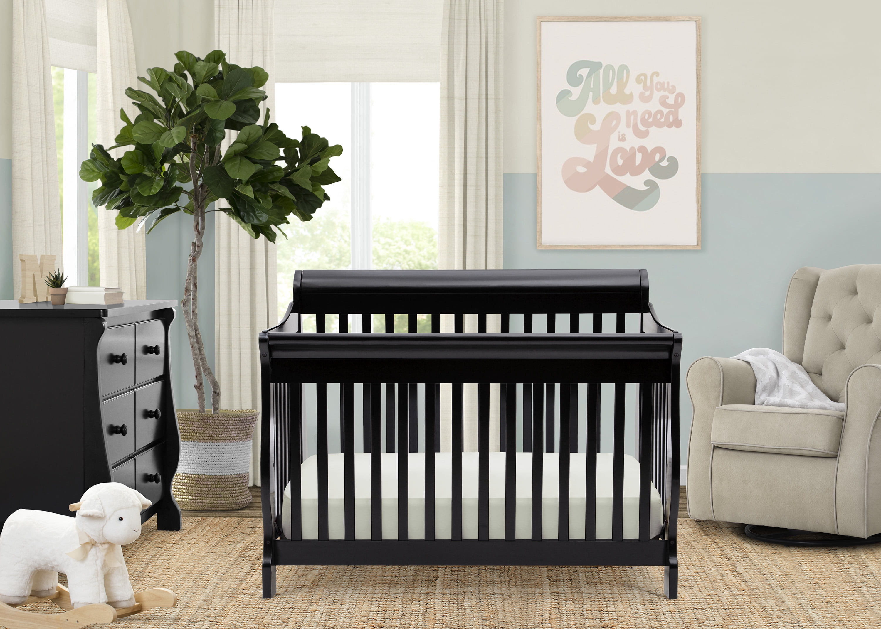 Delta Children Canton 4-in-1 Convertible Crib, Black