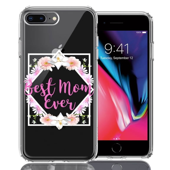 MUNDAZE for Apple iPhone 7/8 Plus Best Mom Ever Mother's Day Flowers Double Layer Phone Case Cover