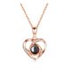 thumbnail image 1 of Collar de proyección en forma de corazón de plata 925 100 palabras de corazón femenino Te amo cadena de clavícula, 1 of 6