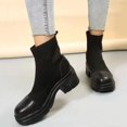 thumbnail image 4 of NECHOLOGY Botas Mujer Zapatos Botines para mujer Botas de moda de tacón grueso de cabeza redonda de punto de cuero de Color sólido de estilo británico a la moda para mujer (Black, 7.5), 4 of 7