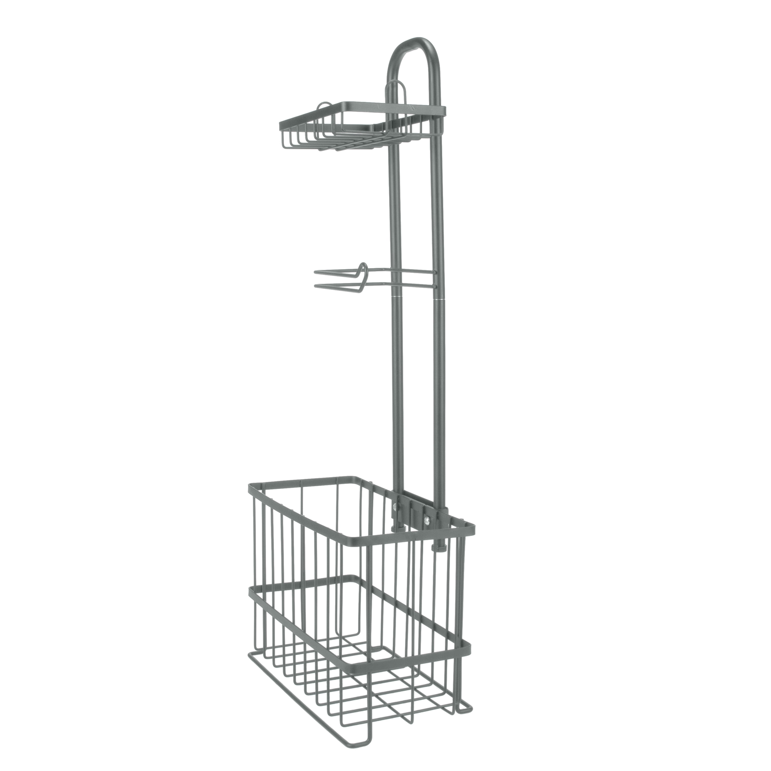 Bath Bliss Cottage Collection Adjustable Three Shelf Bathroom Organizer in Grey