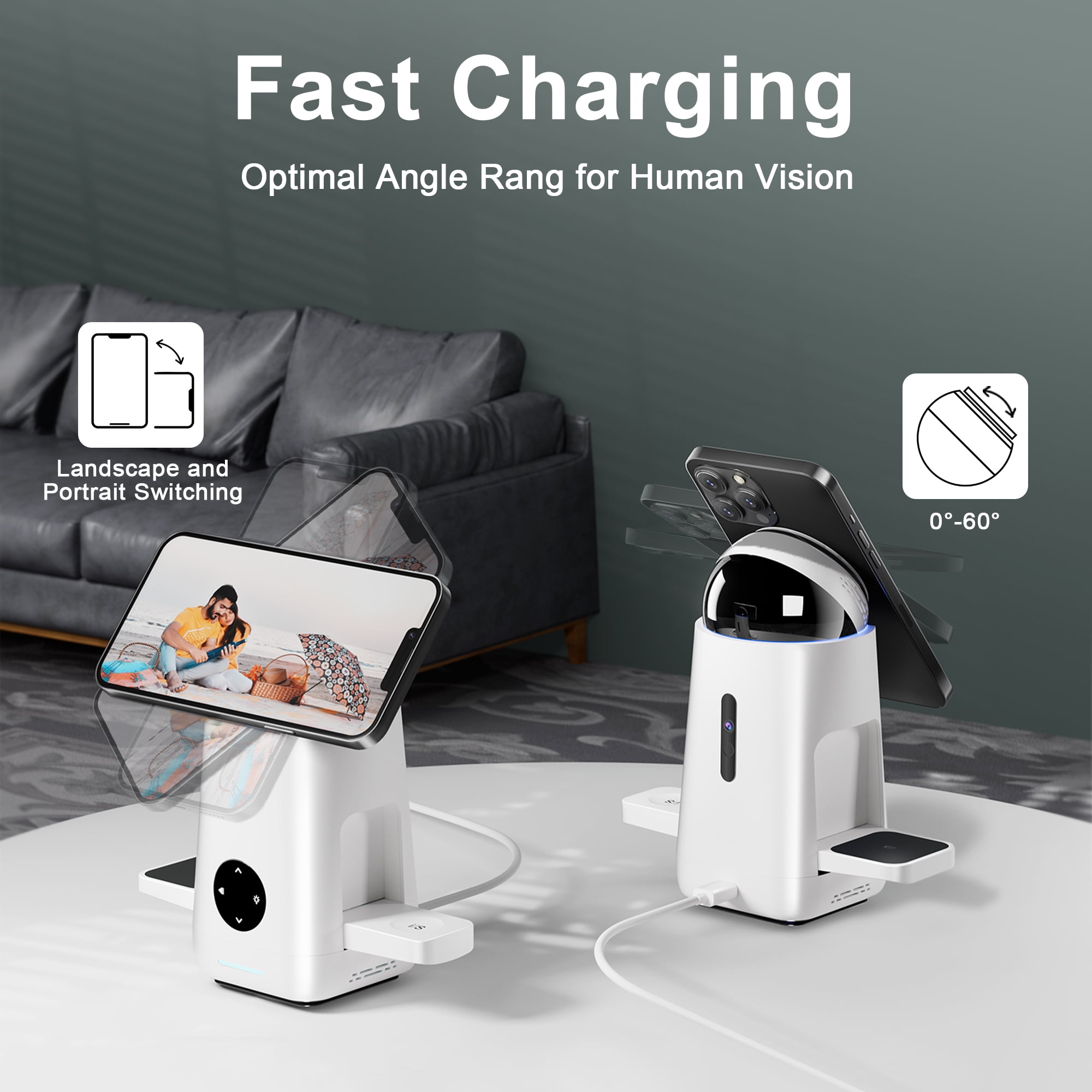 Aootek Foldable Qi2 15W Wireless Charger,3 in 1 charging station Compatible with MagSafe for iPhone12-16 Series & Samsung S6-S25 Series,Airpods4/3/2/Pro/Pro2 & Galaxy Buds Series,Apple Watch Ultra/SE