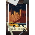 thumbnail image 3 of New York City, New York, Vector, Taxi and Skyline Across Water (12x18 Wall Art Poster, Room Decor), 3 of 3
