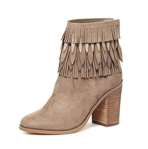 taupe block heels
