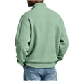 thumbnail image 5 of Fmbrln Mens Zip Up Sweatshirt Knit Long Sleeve Stand Collar Jacket Fall Winter Casual Solid Color Tops Green 2XL, 5 of 6
