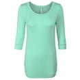 thumbnail image 4 of KOGMO Womens 3/4 Sleeve Solid Basic Drape Top Side Shirring Tunic (S-3X), 4 of 7