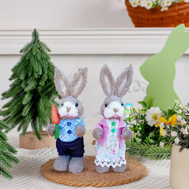 Easter Holiday Ornament Woven Bunny Figurine Easter Decoration Woven Bunny Figurine Decoration