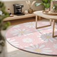 thumbnail image 3 of Small Round Rug 3Ft, Pink Daisy Non-Slip Washable Circle Rugs Carpet, Spring Floral Elegant Pastoral Botanical Indoor Outdoor Rug Floor Mats Throw Runner for Bedroom Living Room Bathroom, 3 of 8