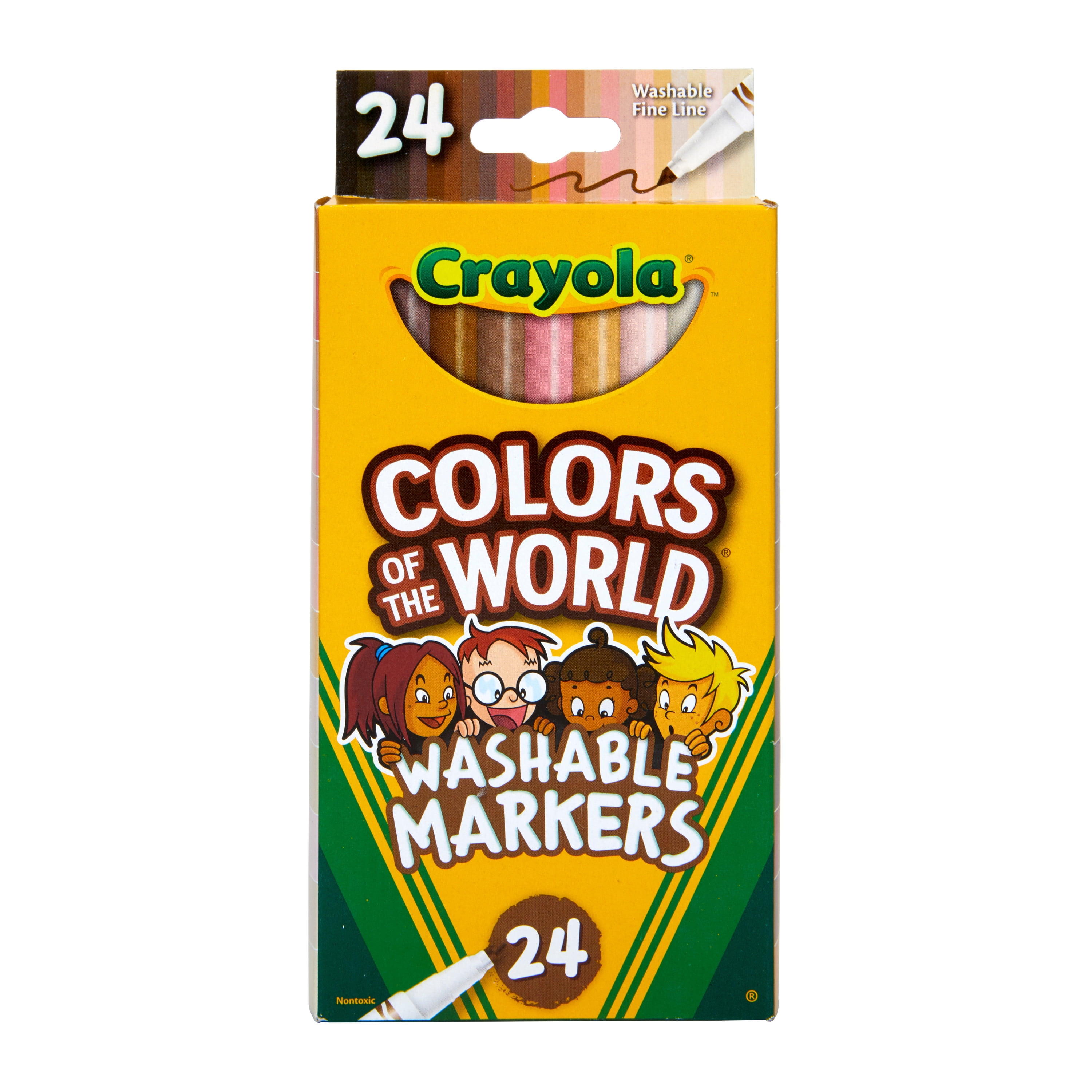 Crayola Colors of the World Markers 24 Count, Fine Line Washable Skin Tone Markers