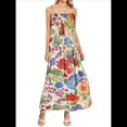 thumbnail image 3 of Vestido Maxi Floral para Mujer, Sin Mangas, Espalda Descubierta, Corte A, , Fluido, con Espalda Hueca y Tirantes Finos Verde M, 3 of 7