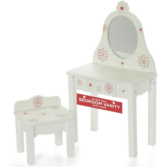 Emily Rose Muebles para muñecas de 18 pulgadas | Tocador de dormitorio con silla - Colección Floral | Compatible con muñecas American Girl.