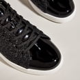 thumbnail image 3 of LUCKY STEP Womens Glitter Sneakers Sparkly Low Top Lace-Up Casual Shoes,Black, 3 of 9