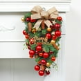 thumbnail image 3 of Artificial Christmas Swags - Christmas Ball Wreath for Front Door - Teardrop Swag with Pine Cones Berry Clusters Ribbon Bows Xmas Decorations, 18.5 Inches, 3 of 7