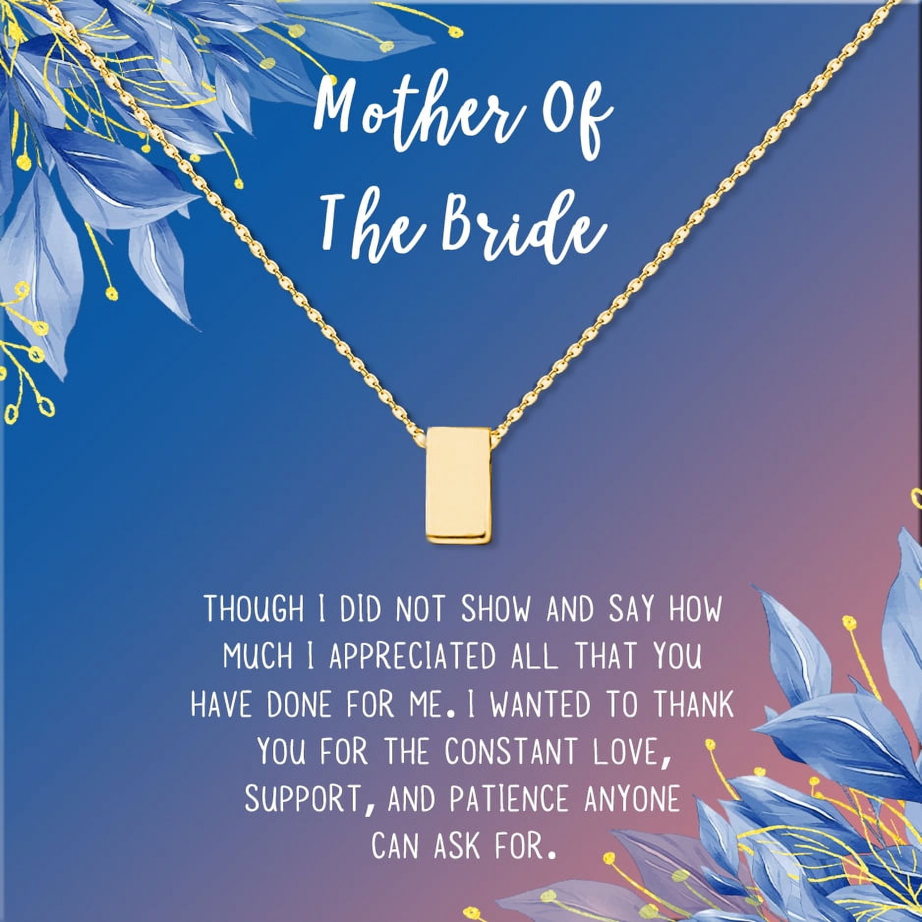 Mother of the Bride Mother's Day Gift, Jewelry Gift for Mother in Law, Necklace and Card Gift Set, Gift for Mom, Gift for Her, Jewelry for Mom, Thank you Gift [Gold Cube,Blue-Orange Gradient]