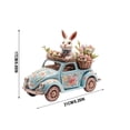 thumbnail image 3 of Easter Bunny Figurine Decor, Driving White Rabbit Statue Tabletop Ornament, Festival Present for Garden Home Table Office Dining Room Mantle Party Supplies,C, 3 of 4