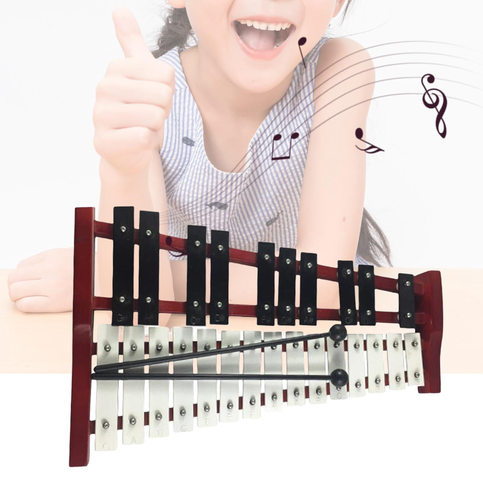 LeeQinersw 25 Note Glockenspiel Xylophone Wooden Frame for Beginners Craftsmanship Portable