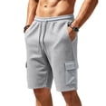 thumbnail image 2 of JTSRKL Men's Outdoor Cargo Shorts Solid Waffle Knit Drawstring Elastic Waist Multi Pocket Short Pants Lightweight Summer Beach Daily Casual Trunks Gray XL, 2 of 7