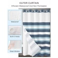 thumbnail image 2 of No Hook Cloth Fabric Shower Curtain with Snap in Liner, Blue Striped Waterproof Shower Curtains Set with See Through Top Window, Modern Gradient Abstract Lines Aesthetic Bath Curtains Shower 48"x72", 2 of 6