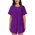 thumbnail image 1 of Fotbe Purple Conjunto de Pijama Estampado para Mujer, 2 Piezas, Ropa de Dormir con Camiseta de Manga Corta y Shorts Suaves-Large, 1 of 6