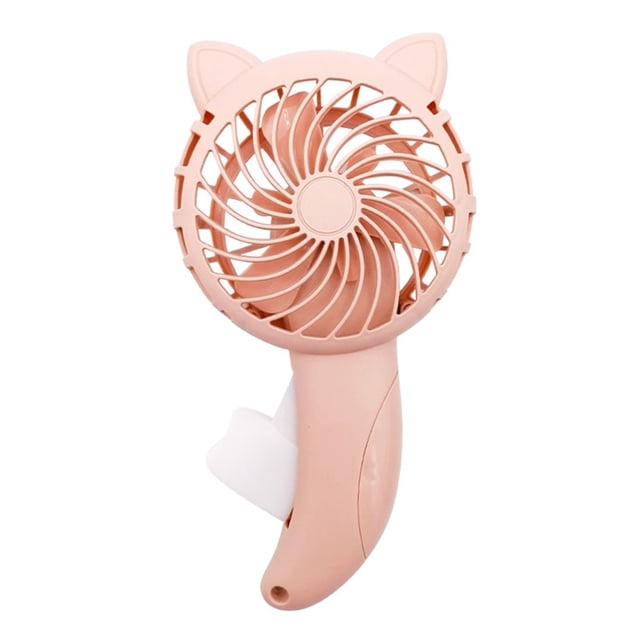 Lindo Ventilador de Presión Manual Con Orejas de Gato de Dibujos Animados, Ventilador de Refrigeración Portátil y Liviano para Vieges, Actividades al Aire Libre, Compacto y