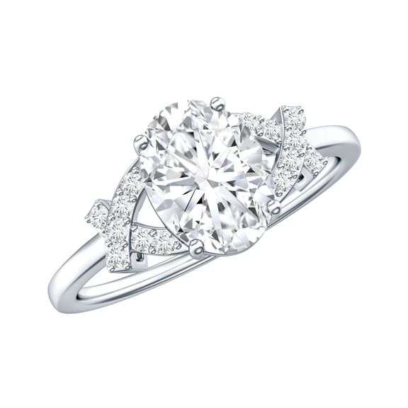 Lab Grown Diamond Oval Engagement Ring, EF-VS Quality Certified, 1 Carat, 925 Sterling Silver, US 4.00