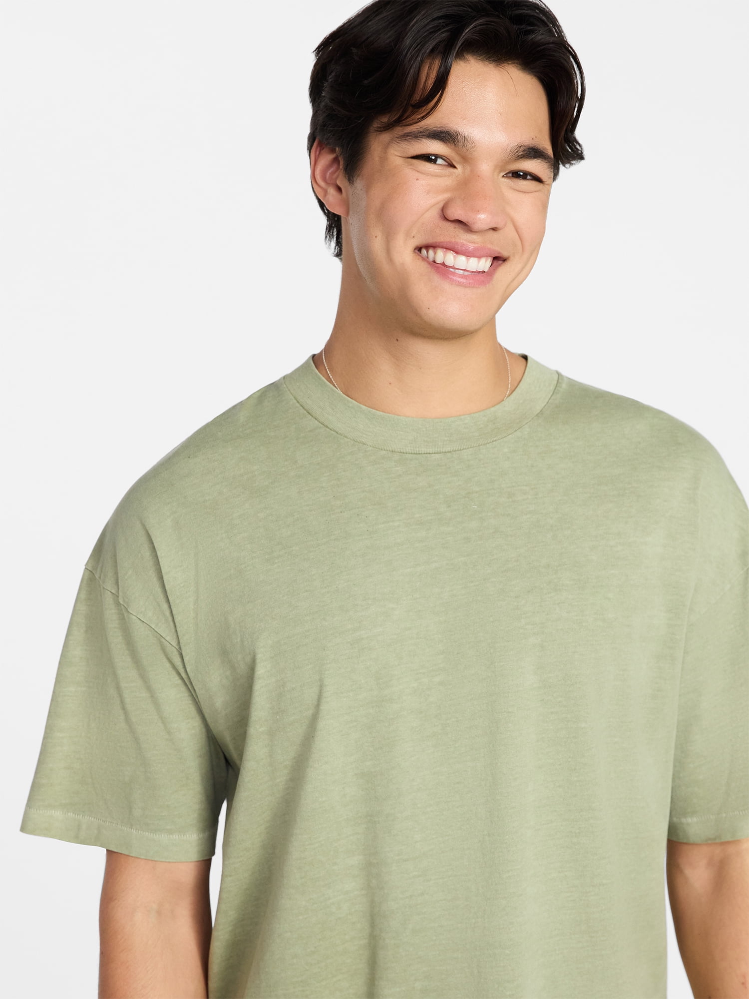 No Boundaries Men's Oversized Boxy Tee with Short Sleeves, XS-4XLT