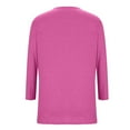 thumbnail image 4 of Cavosen Womens Tops 3/4 Length Sleeve Pullover T-Shirts V Neck Solid Soft Tops Elegant Vacation Shirts Comfort Trendy Casual Blouse Workout Beach Tees Summer Clothes Pink L, 4 of 9