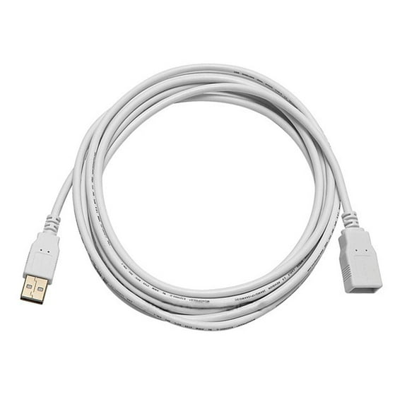 Monoprice 10' Gold Plated USB 2.0 A Male to A Female Extension 28/24AWG Cable White 108607