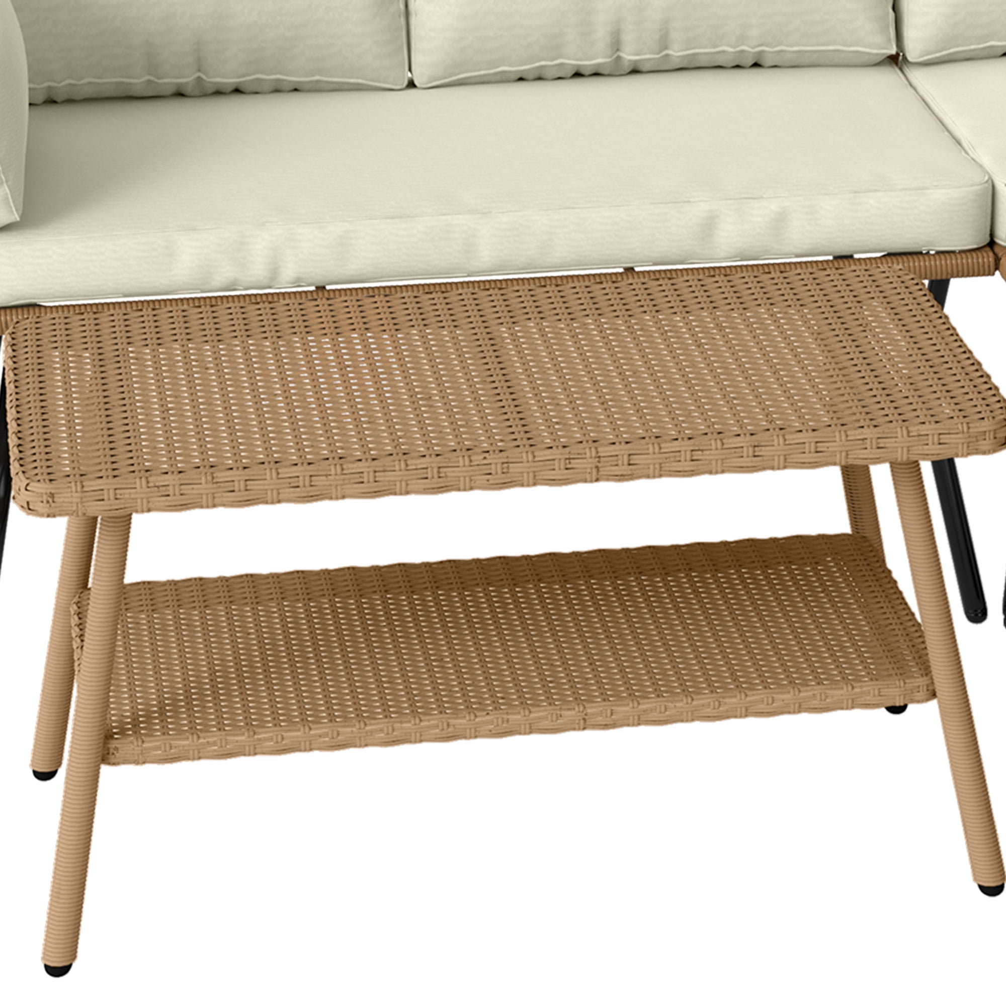 Uforic 4 Piece Outdoor Patio Furniture Set, Rattan Wicker Outdoor Conversation Sectional Sofa Set, Beige