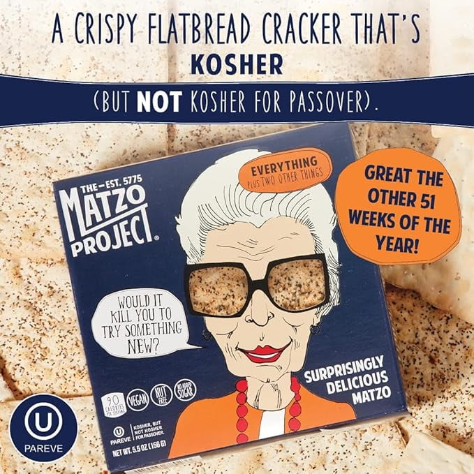 The Matzo Project Everything Matzo Flats, Kosher (Not Kosher for Passover), Vegan, Nut-Free, No Added Sugar, No Trans Fat, Nothing Artificial, 5.5 oz
