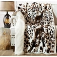 thumbnail image 2 of CARSTENS, INC. Wrangler Ultra Premium Super Soft Plush Sherpa Fleece Oversized Throw Blanket 54" x 68", Tri-Color Cowhide, 2 of 7