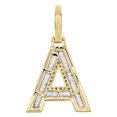 thumbnail image 3 of 10K Yellow Gold Baguette Diamond Letter A Mini Pendant 1" Initial Charm 0.45 CT., 3 of 6
