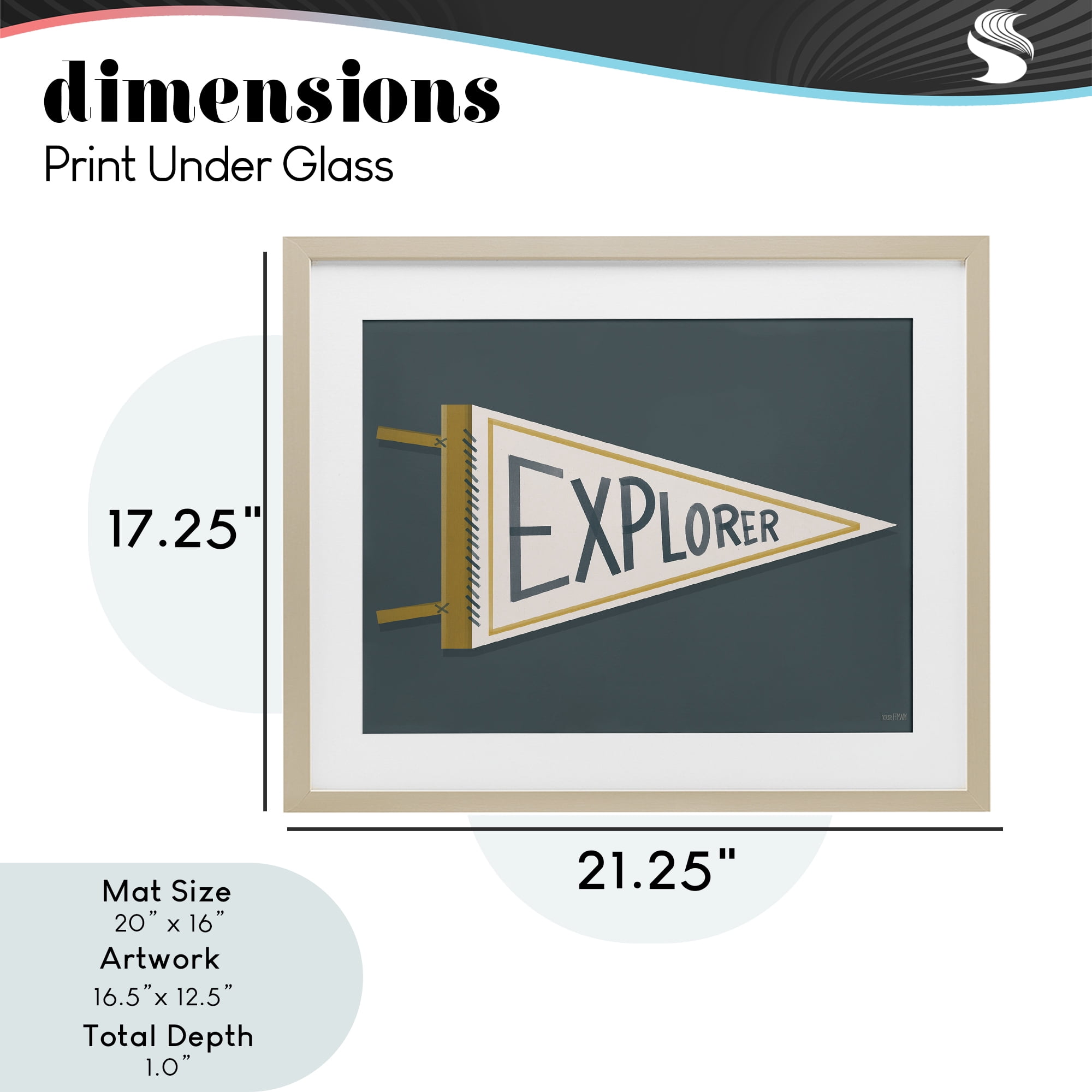 Stupell Industries Explorer Retro Pennant Birch Framed Print Under Glass, design by House Fenway