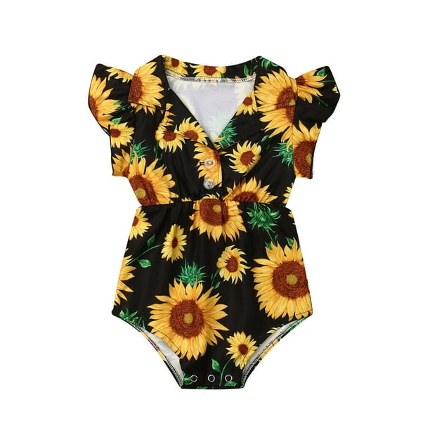 Toddler Baby Girl Clothes Sunflower Romper Outfit