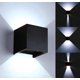 thumbnail image 1 of Aplique de pared LED moderno de 12 W para exteriores, ángulo de haz ajustable a prueba de agua, carcasa de aleación de aluminio (negro, 6000 K), 1 of 5
