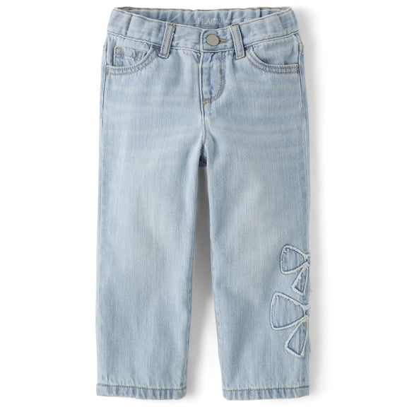 The Children's Place Toddler Girls Applique Bow Slouchy Jeans, Sizes 12M-5T