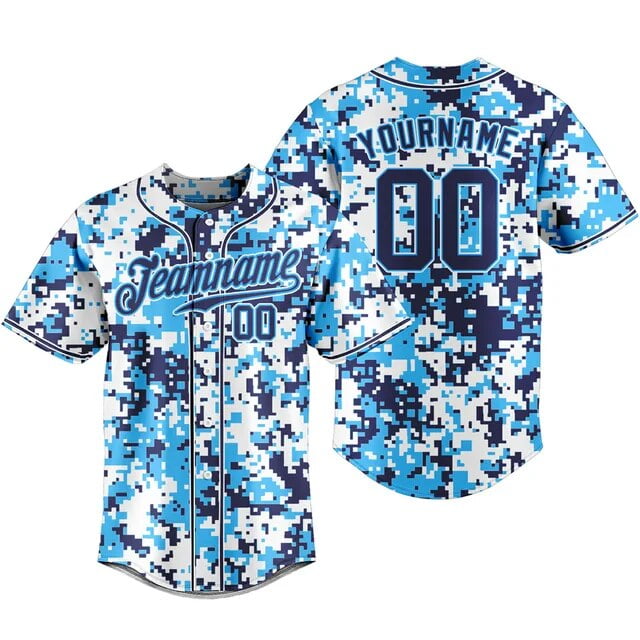 LS Custom Unisex Baseball Jersey Camouflage T-shirts Breathable Sportswear Team Traning Uniform Personalized Name Logo Number