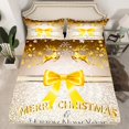 thumbnail image 2 of Feelyou Gold Bowknot Bed Sheets for Teens, Glitter Stars Sequin Print King Sheets, Merry Christmas Sheet Set, Lightweight Room Decor, 4pcs, 2 of 7