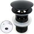 thumbnail image 2 of Lavabo negro para desagüe, drenaje emergente cromado de área grande, drenaje emergente automático con desagüe de desbordamiento, tapón de resorte emergente de cobre Lavabo para baño, lavabo TUNC Sencillez, 2 of 5