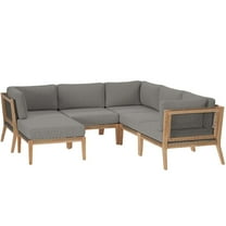 Clearwater Outdoor Patio Teak Wood 6-Piece Sectional Sofa