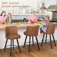 thumbnail image 3 of Dycanpo 26" Counter Height Bar Stools with Back Set of 4, Swivel Leather Barstool Upholstery for Kitchen, Brown, 3 of 9