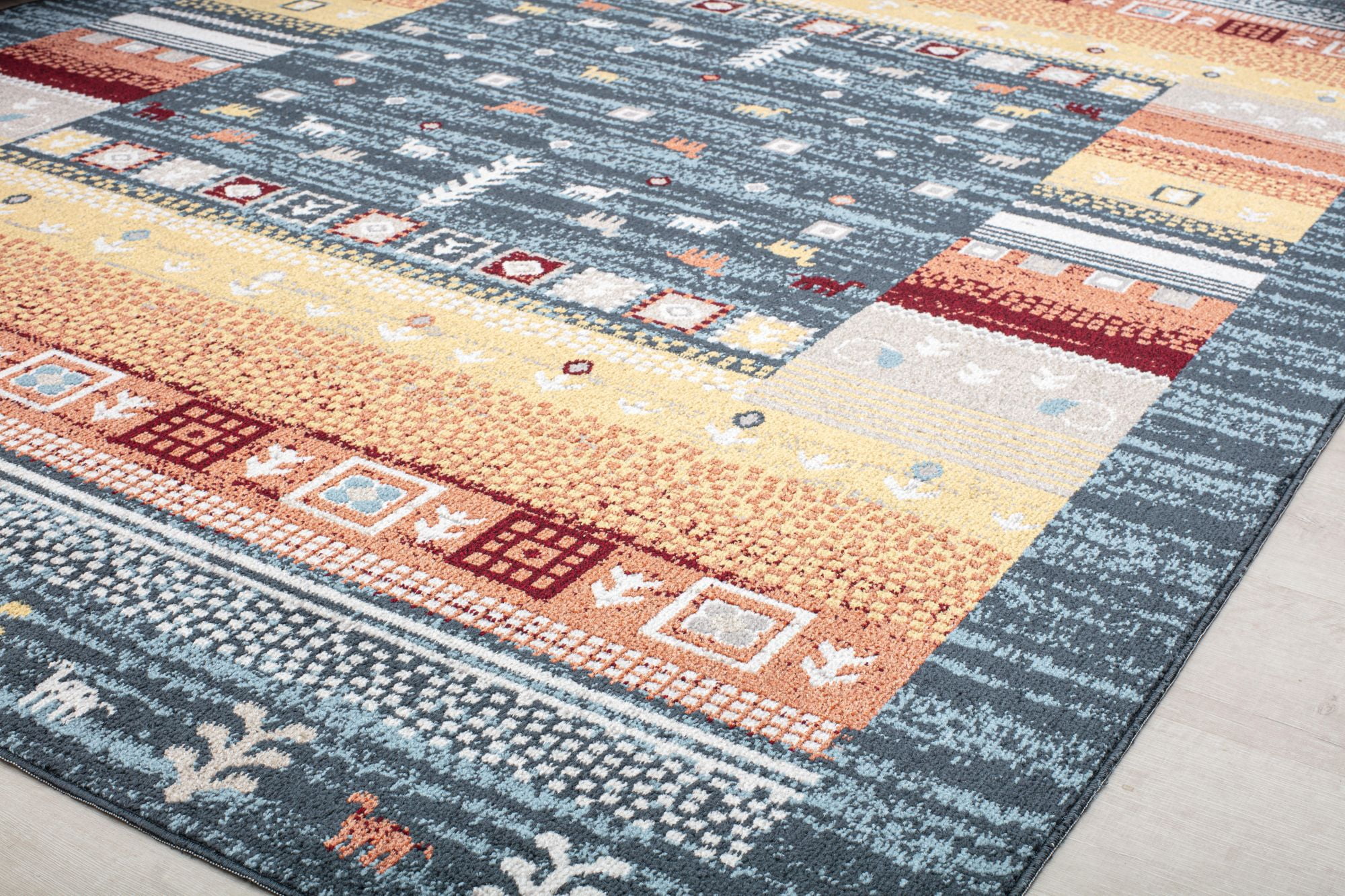 Rugs America Jaelyn JD55B Twilight Bayou Tribal Bohemian Blue Area Rug, 2'6" x 4'